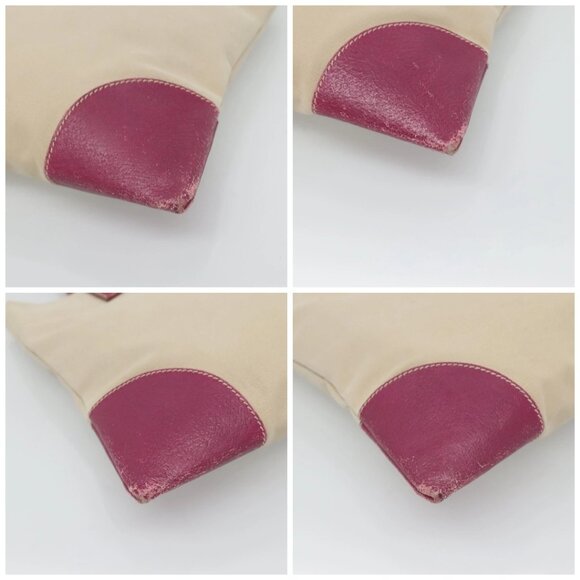 PRADA Hand Bag Canvas Leather Beige Purple Silver Auth - Picture 16 of 16